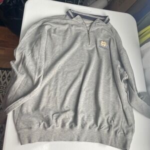 Notre Dame‎ Fighting Irish Pullover Gray Striped Collar Sweatshirt Mens